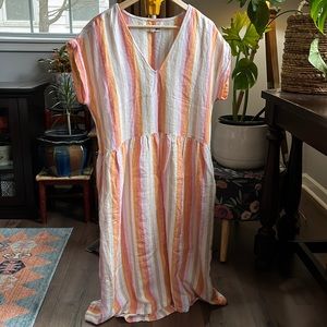 Anthropologie linen midi dress